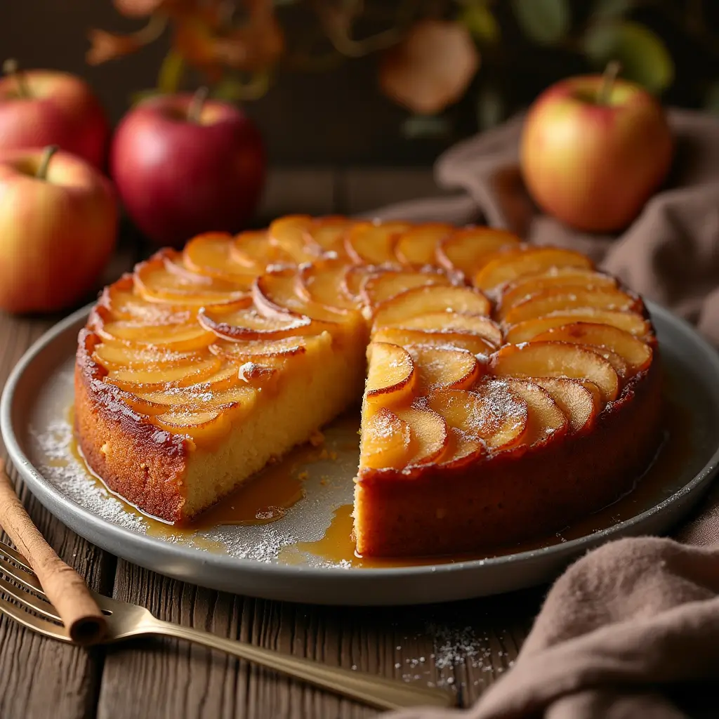 Vegan upside-down apple cake